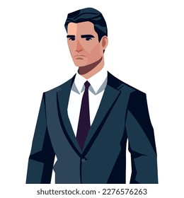 elegant businessman standing position character