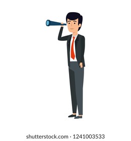 elegant businessman with telescope