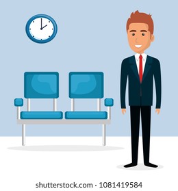 elegant businessman in the waiting room