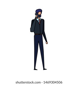 elegant businessman worker calling with smartphone