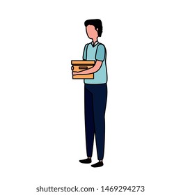 elegant businessman worker lifting carton box