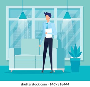elegant businessman worker in the livingroom