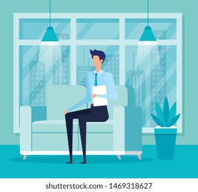 elegant businessman worker in the livingroom
