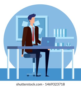 elegant businessman worker in the office scene