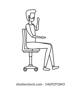 elegant businessman worker seated in office chair
