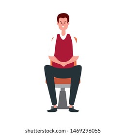 elegant businessman worker seated in office chair