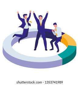 elegant businessmen celebrating in infographic ring