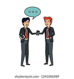 elegant businessmen with speech bubble