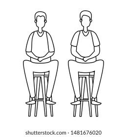 elegant businessmen workers seated in benchs