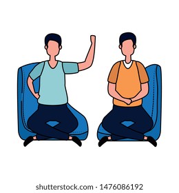 elegant businessmen workers in the sofa