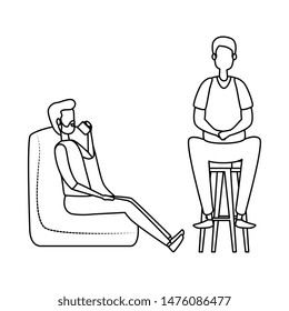 elegant businessmen workers in the sofa