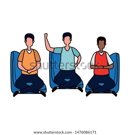 elegant businessmen workers in the sofa