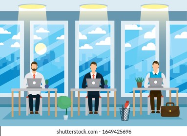 elegant businessmen working with laptop in the office vector illustration design