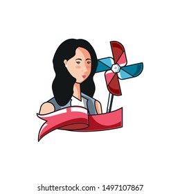 elegant businesswoman with air toy labor day celebration