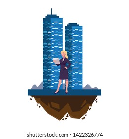 elegant businesswoman with building character