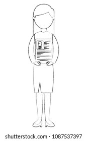 elegant businesswoman with curriculum vitae avatar character