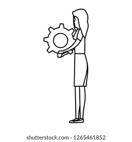 elegant businesswoman lifting gear