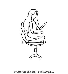 elegant businesswoman with lotus position in office chair
