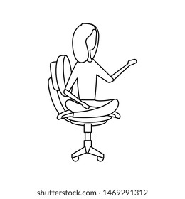 elegant businesswoman with lotus position in office chair