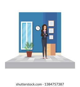 elegant businesswoman in the office scene