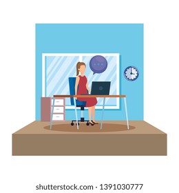 elegant businesswoman in the office scene