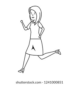 elegant businesswoman running character