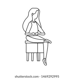 elegant businesswoman seated in bench