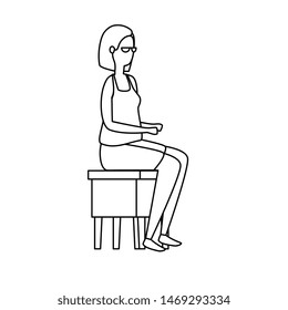 elegant businesswoman seated in bench