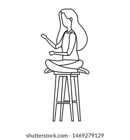 elegant businesswoman seated in bench with lotus position