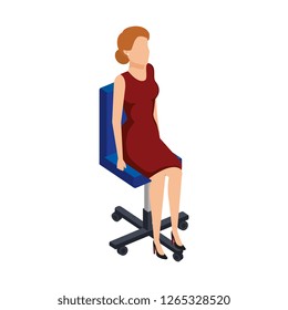 elegant businesswoman sitting in office chair