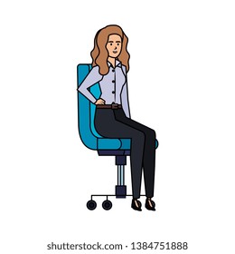 elegant businesswoman sitting in office chair