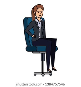 elegant businesswoman sitting in office chair