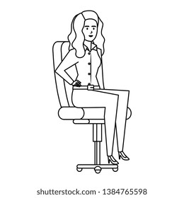 elegant businesswoman sitting in office chair