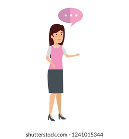 elegant businesswoman with speech bubble