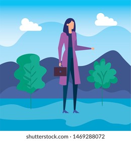 elegant businesswoman worker in the field