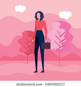 elegant businesswoman worker in the field