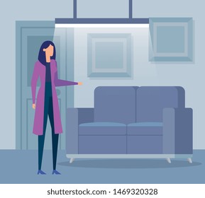 elegant businesswoman worker in livingroom