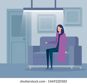elegant businesswoman worker in livingroom