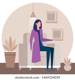 elegant businesswoman worker in livingroom