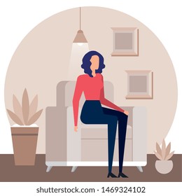 elegant businesswoman worker in livingroom