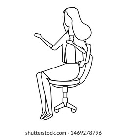 elegant businesswoman worker seated in office chair