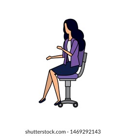 elegant businesswoman worker seated in office chair