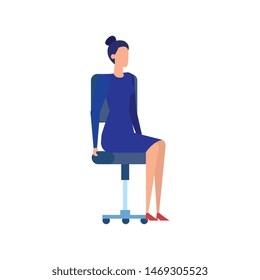 elegant businesswoman worker seated in office chair
