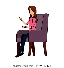 elegant businesswoman worker in the sofa