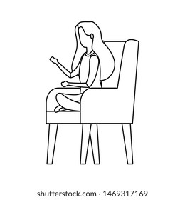 elegant businesswoman worker in the sofa