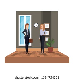 elegant businesswomen in the office scene