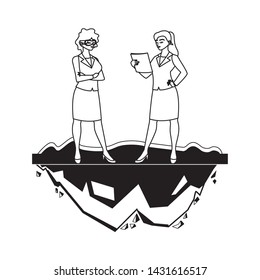 elegant businesswomen on the lawn characters