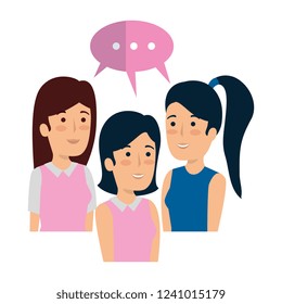 elegant businesswomen with speech bubbles