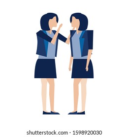 elegant businesswomen workers avatars characters vector illustration design