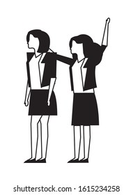 elegant businesswomen workers avatars characters vector illustration design